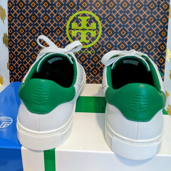 Tory Burch Sneakers Leather White 9.5 Tory Sport Tennis Shoes Authentic in Box - Picture 8 of 14